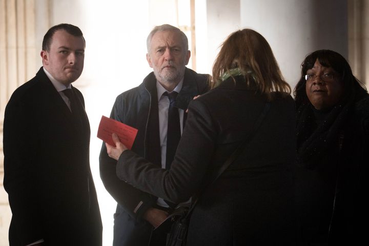 Labour Party leader Jeremy Corbyn and shadow home secretary Diane Abbott attend the Grenfell Memorial