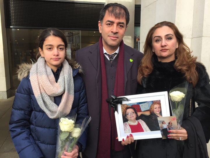 Shah Aghlani (centre) with his daughter Elyana and wife Marzeyeh.