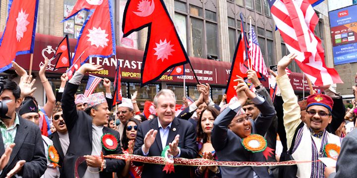 Nepalis in New York during the Nepal Day parade.