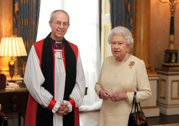 Justin Welby, archbishop of Canterbury, and Queen Elizabeth pose for a photo in February 2013. 