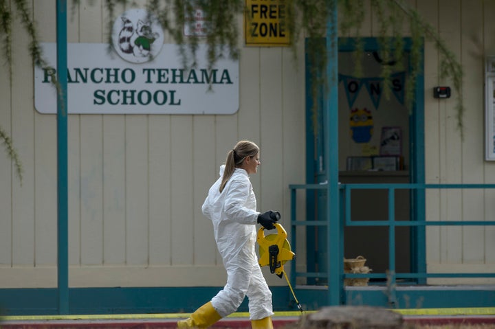 FBI investigators process evidence at Rancho Tehama Elementary School on Nov. 14. 