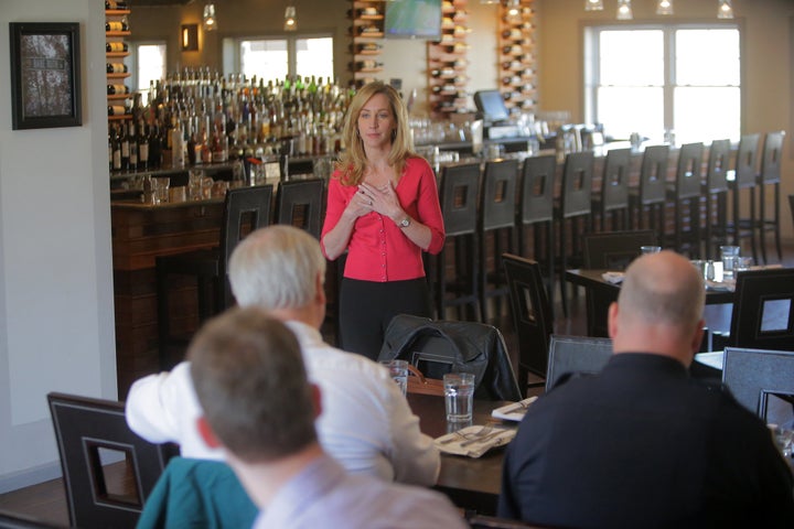 Michele Gay speaks about school security at a luncheon. 