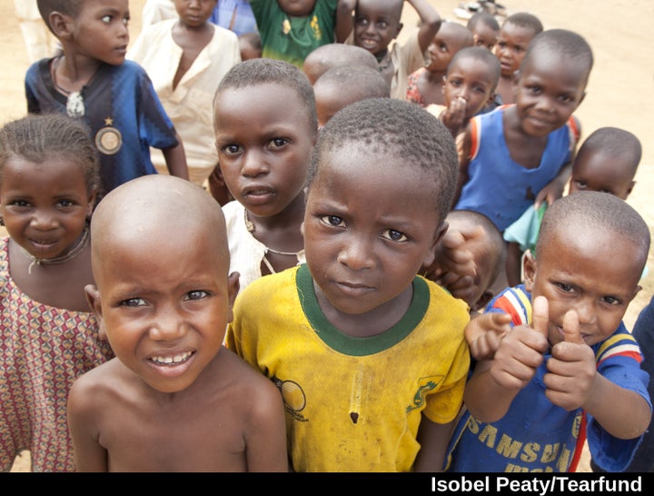 Children at a camp in Boda, CAR. Sorella fled to a neighbouring country when fighting came to her village. Many families flee to safer parts of the country