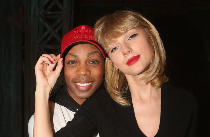 Todrick Hall and Taylor Swift pictured together backstage at "Kinky Boots."