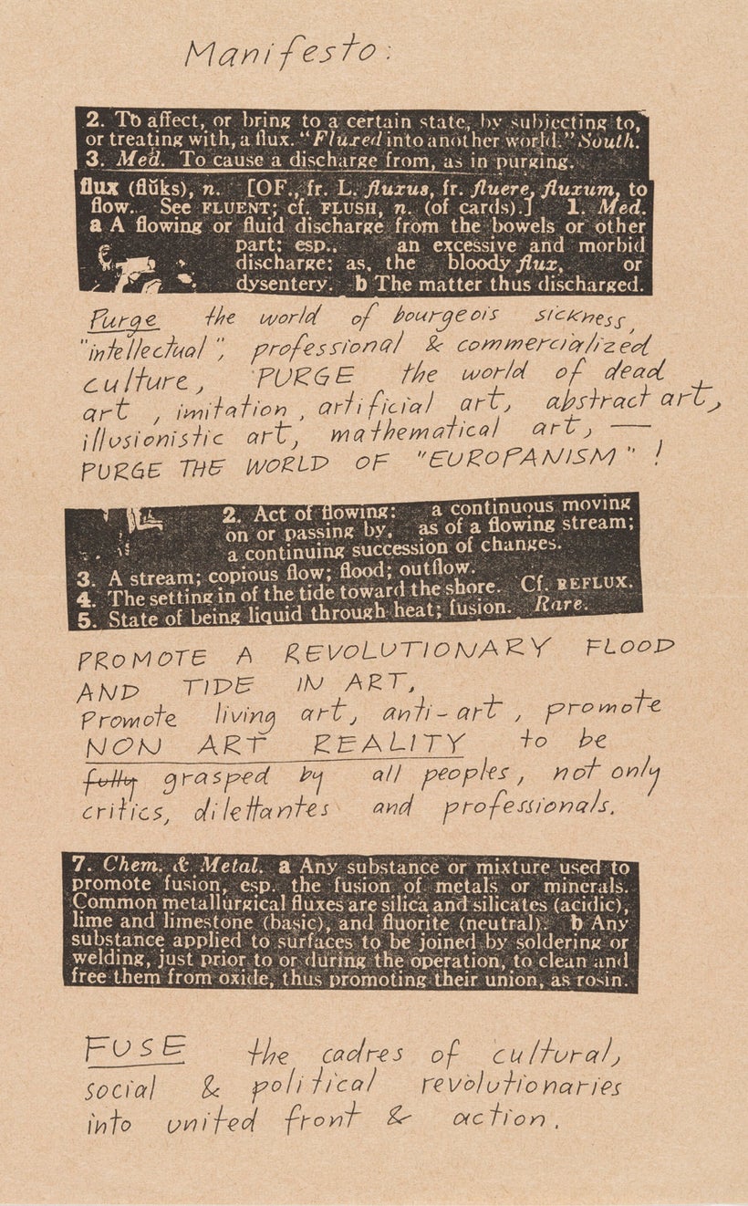 Fluxus Manifesto, 1963.