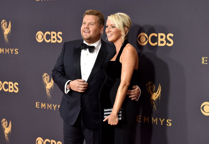 James Corden and Julia Carey at the Emmy Awards on Sept. 17. Their third child was born earlier this week.