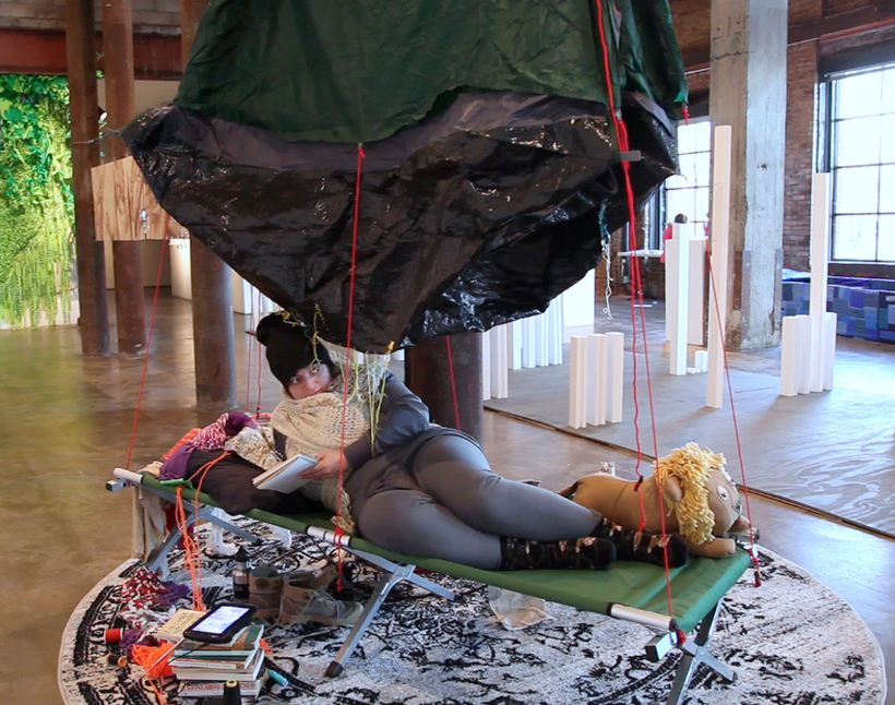 performance still, <em>Temporary Habitat </em>(2017) by Katya Grokhovsky