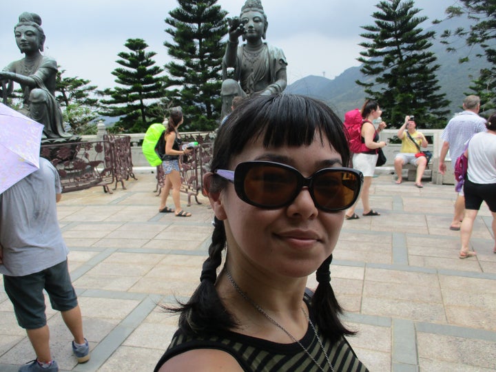 At Po Lin Monastery on Lantau Island, where I was taking a visiting friend to see the famous "Big Buddha."