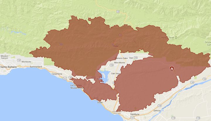 The Thomas fire's perimeter as of Friday.