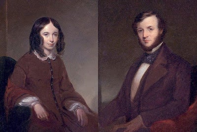 Portraits of Elizabeth Barrett Browning and Robert Browning painted by Thomas Buchanan Read in 1852