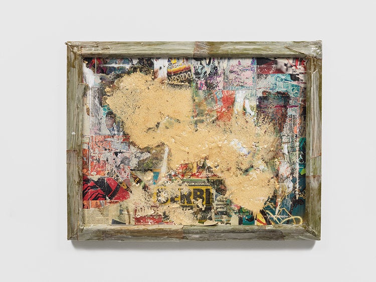 Naar, Onel. A Yucca Diptych (Derbi) (2016) yucca and epoxy resin on found commercial print, 1.5 x 2 feet