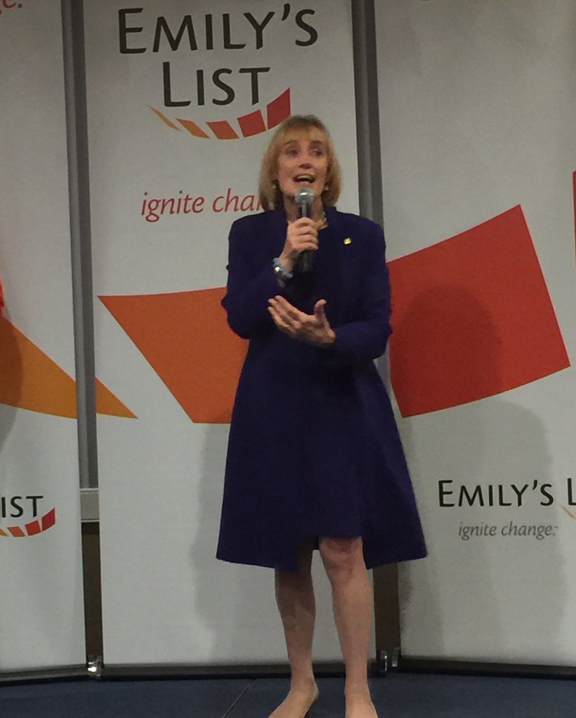 One of the new female faces of the U.S. Senate, Democrat Maggie Hassan of New Hampshire, speaking at an EMILY’s List event to