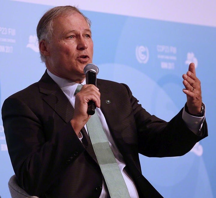 Gov. Jay Inslee discussing the U.S. Climate Alliance during the United Nation's Climate Change Conference's 23rd Conference of the Parties (COP23) in Bonn, Germany on November 13, 2017. The alliance now consists of 14 states and Puerto Rico. 