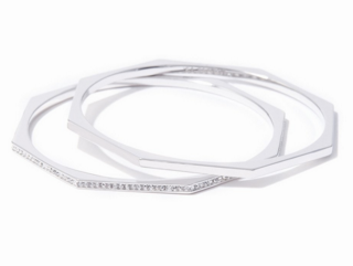 Via Saviene Pave Bangle Set in Rhodium