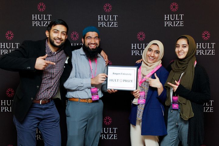 The team after winning the Rutgers-level Hult Prize competition