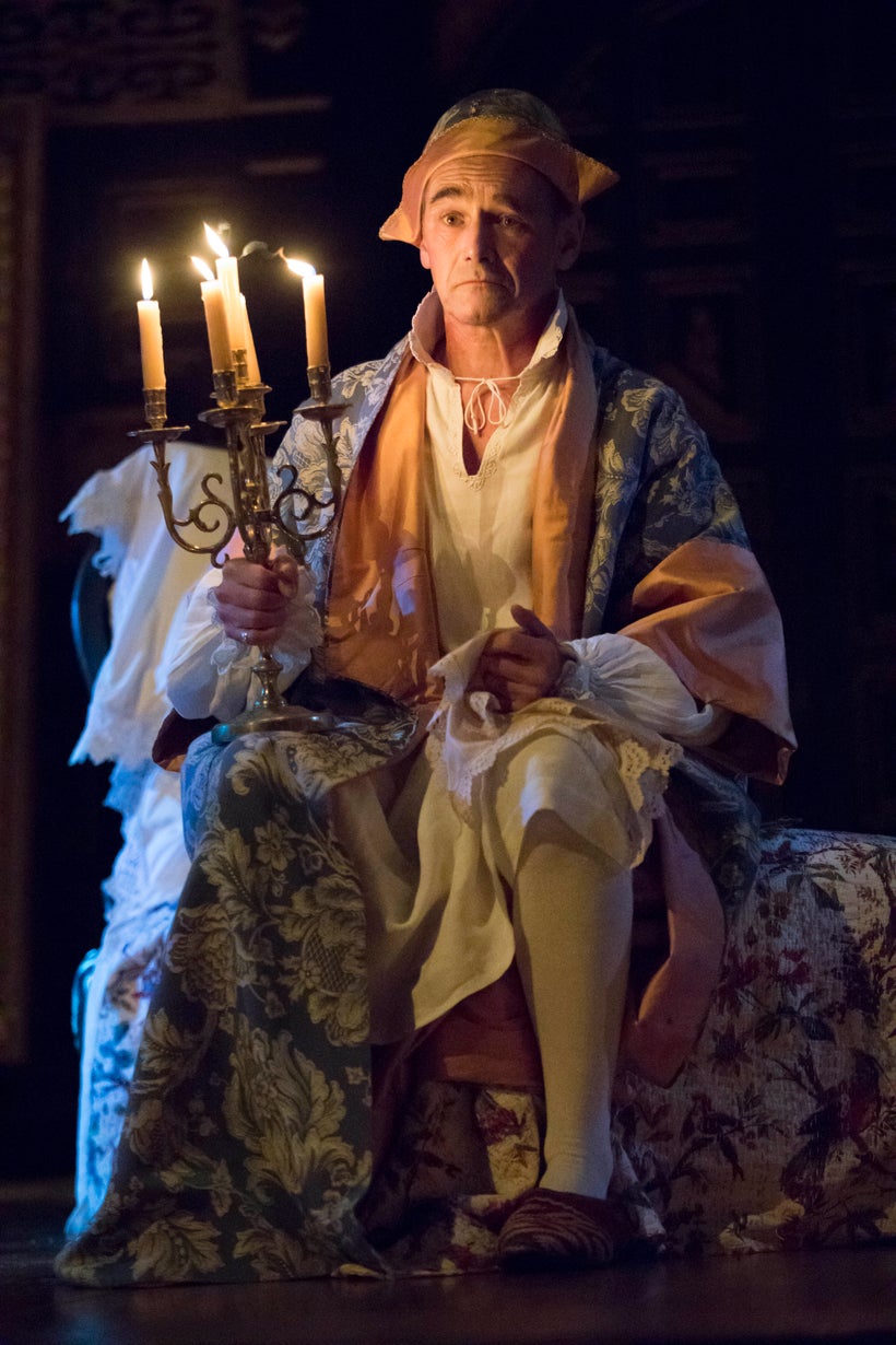 Mark Rylance as Philippe V in <em>Farinelli and the King</em>