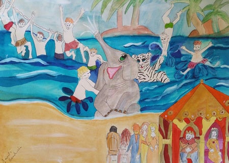 <p>At the beach</p>