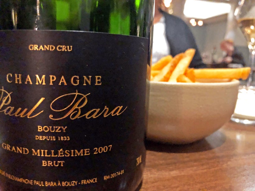 Champagne and a bowl of some of the very best duck fat fries in The Valley!