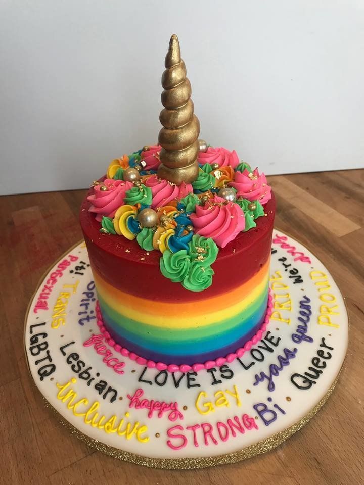 Chris Farias of Ontario, Canada, wanted "the gayest cake ever" to celebrate the one-year anniversary of his engagement to Jared Lenover.