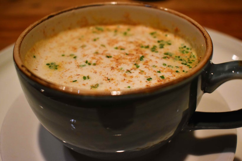 Pumpkin spice latte pumpkin-and-lobster bisque topped with a spiced cognac froth