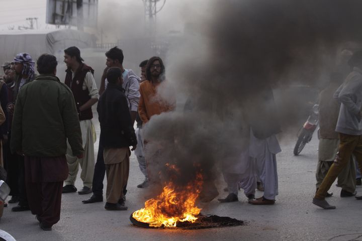 Protestors from the Christian community demonstrate against a suicide bomb blast at Bethel Memorial Methodist Church in Quetta. 