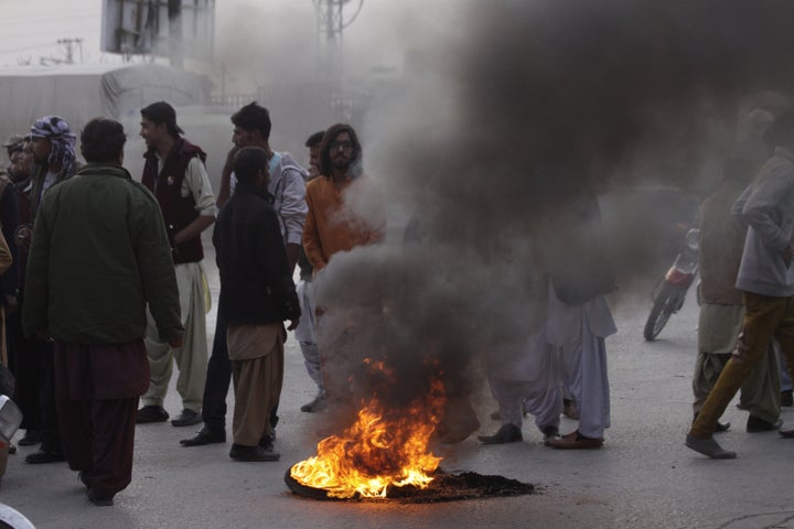 Protestors from the Christian community demonstrate against a suicide bomb blast at Bethel Memorial Methodist Church in