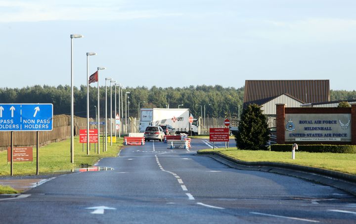 A man has been arrested after a 'significant incident' at RAF Mildenhall, in Suffolk, pictured above