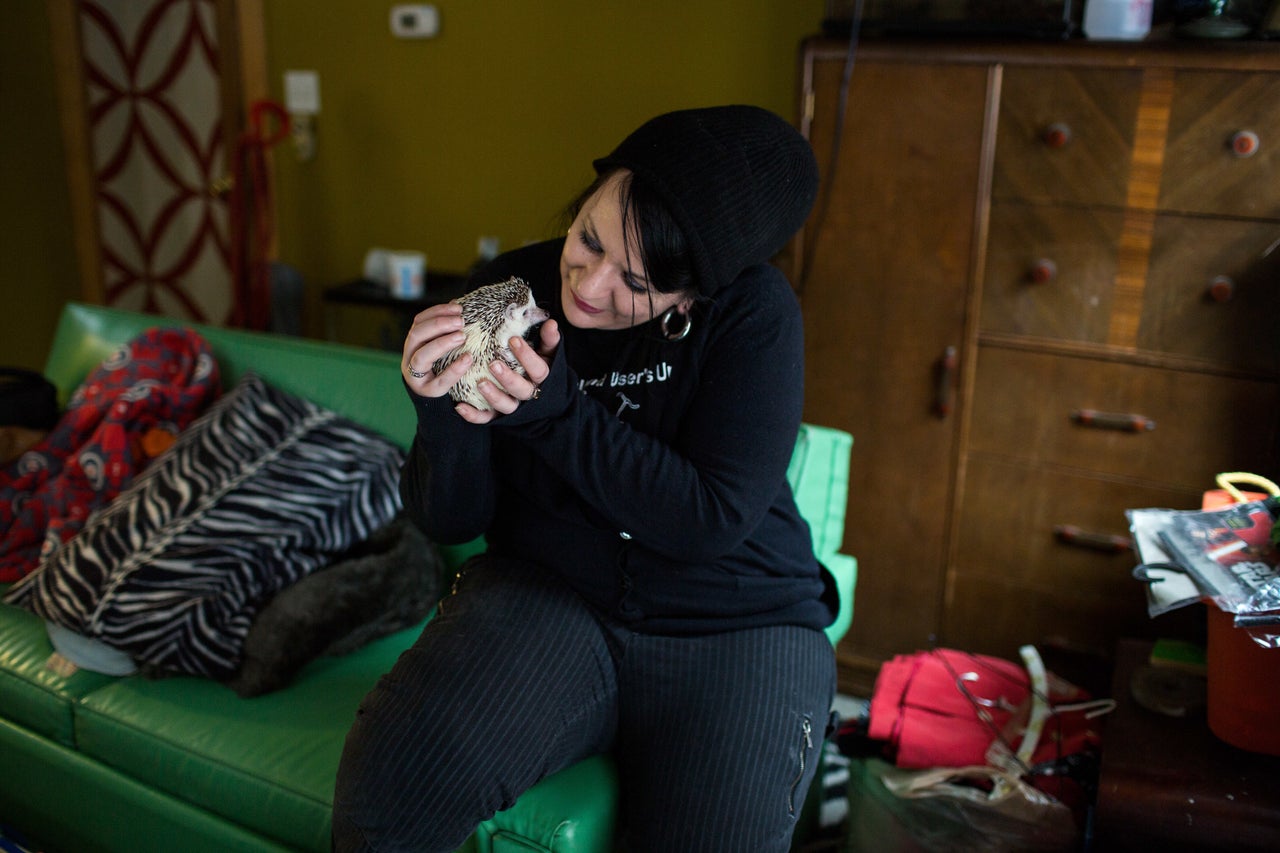 Tilley holds one of her pet hedgehogs.