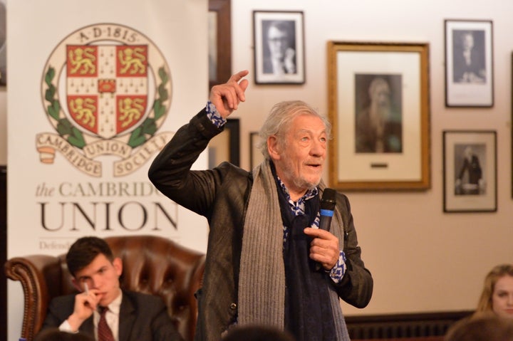 Ian McKellen, pictured here at Cambridge, said some people will get wrongly accused of sexual misconduct.