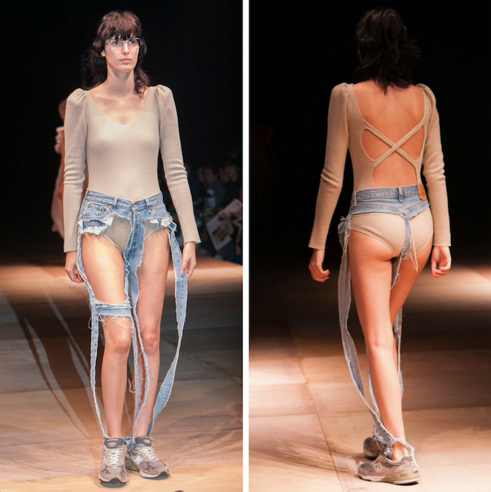 The thong jeans were created by Tokyo-based designer Thibaut. 