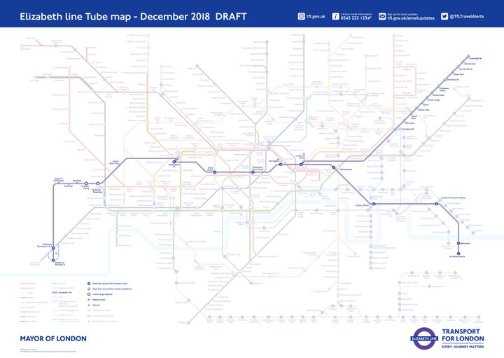 The new Elizabeth line is featured in TfL's latest tube map 