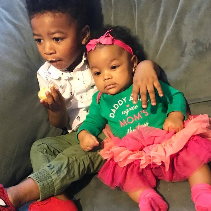 <p>Narcisse James’ children, (l-r) Cassius, two years old, and Ari, six months old</p>