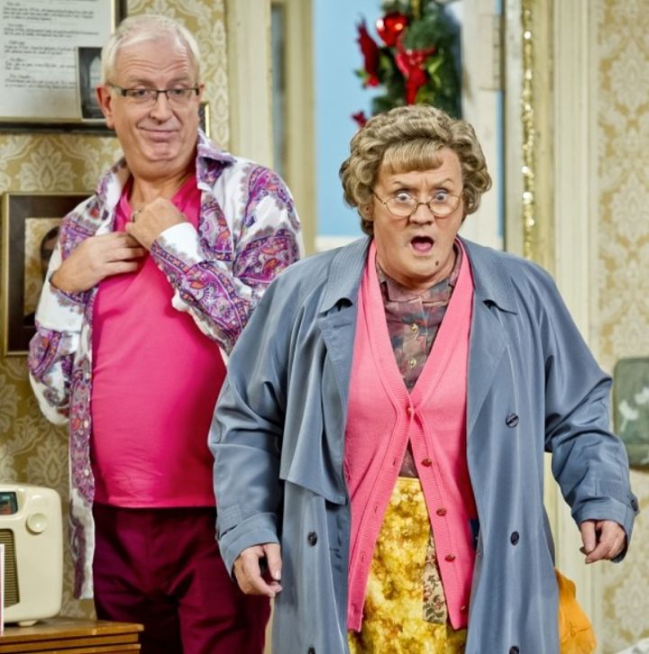 Rory Cowan and Brendan O'Carroll in character in 'Mrs Brown's Boys'
