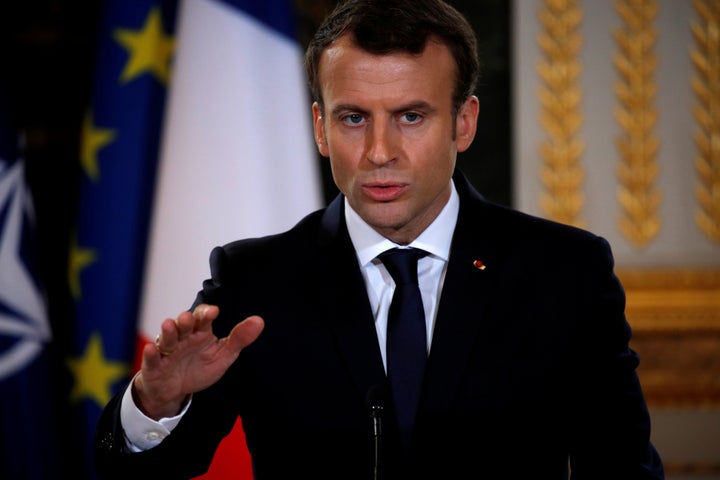 French President Emmanuel Macron attends a news conference with NATO Secretary-General Jens Stoltenberg (not seen) at the Elysee Palace in Paris, France December 19, 2017. (REUTERS/Philippe Wojazer)