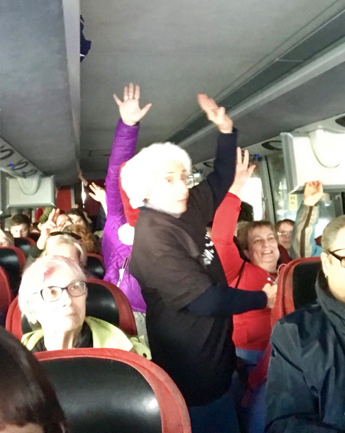 <p>Those raising their hands were answering affirmatively to being ready to participate in non-violent civil disobedience that day to draw attention to the bill</p>