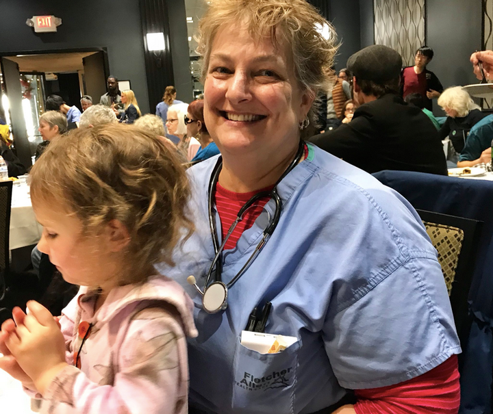 Mari Cordes with her granddaughter 