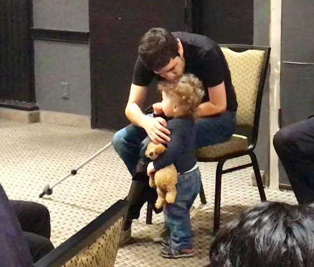 <p>Ady Barkan, with his son</p>