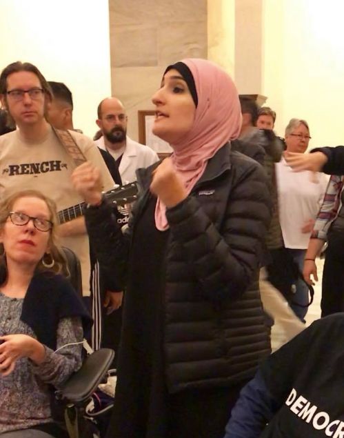 Linda Sarsour, moments before the “Die-In” demonstration in the US Senate on Monday night, 12/18/17