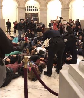 <p>The “Die-In” demonstration mentioned above which took place in the US Senate on Monday night, 12/18/17</p>