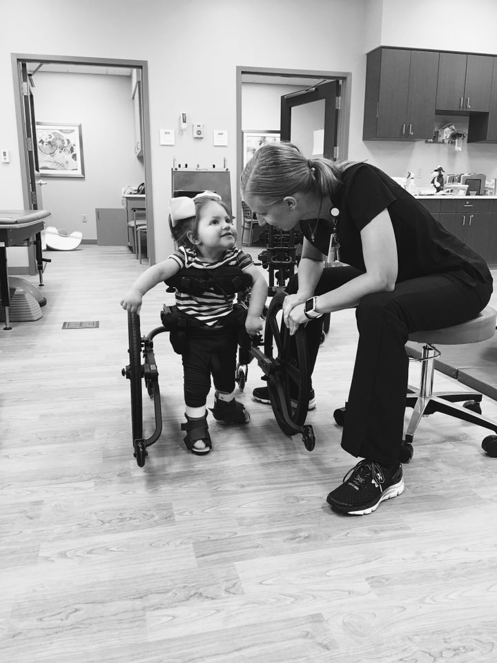 <p>Ellis, learning to walk, at her weekly Physical Therapy session. </p>