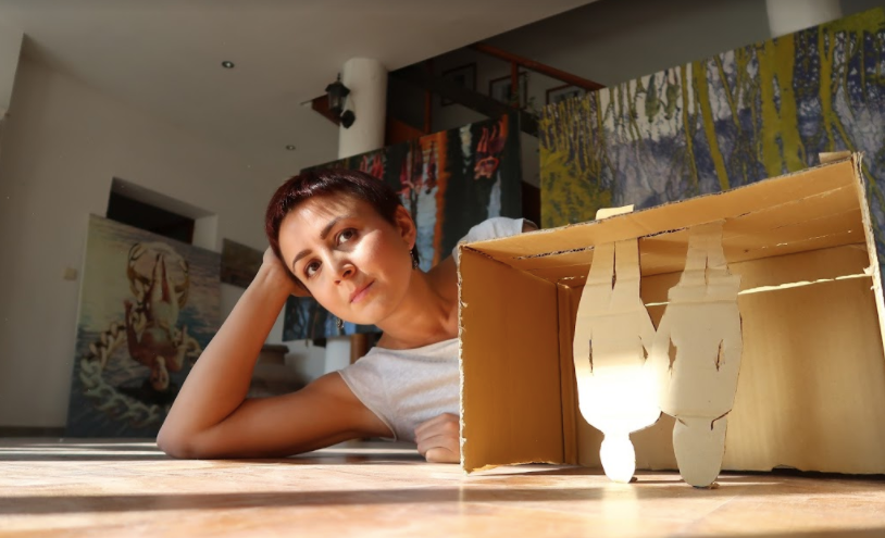 The artist at work: Ida Ivanka Kubler working on her Non Material series