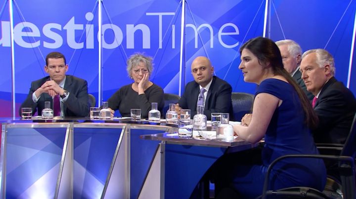 Kate Maltby (fourth from left) on BBC's Question Time.