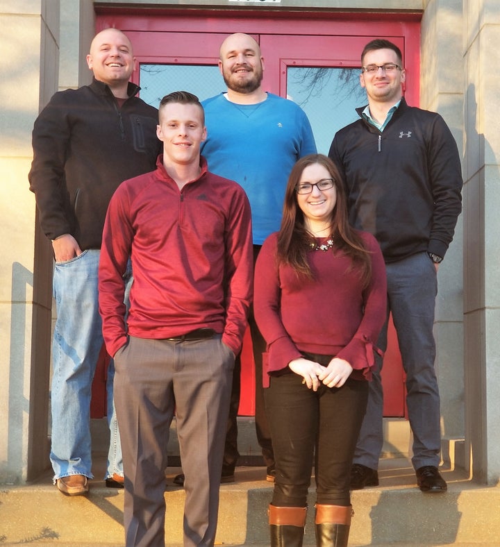 Back: L to R John Stuckey, Michael Phelps, Jordan Hampton Front: L to R Colton Baker, Samantha Corwin