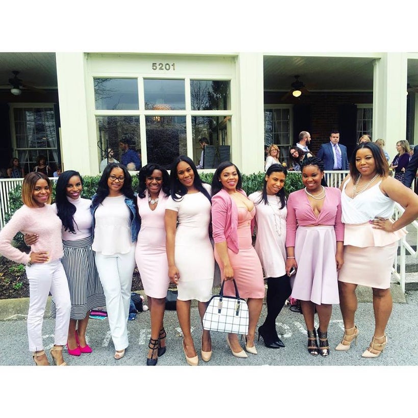 Brittni L. Brown with her sorority sisters