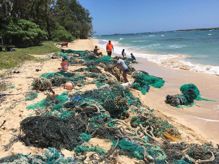 Discarded nets and ropes - Hukilau-Malaekahana Beach, July 2017