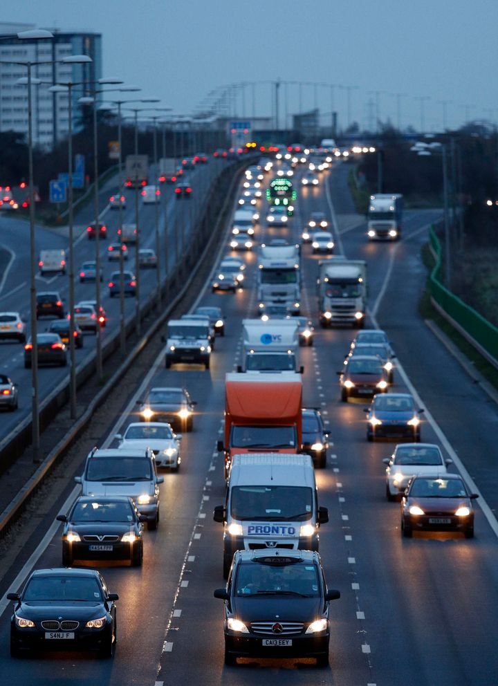 Traffic leaves London on the westbound M4 on the last Friday before Christmas last year 