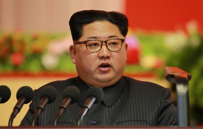North Korean leader Kim Jong-un delivers a speech at the 8th Conference of Munitions Industry in Pyongyang on December 12.&#x