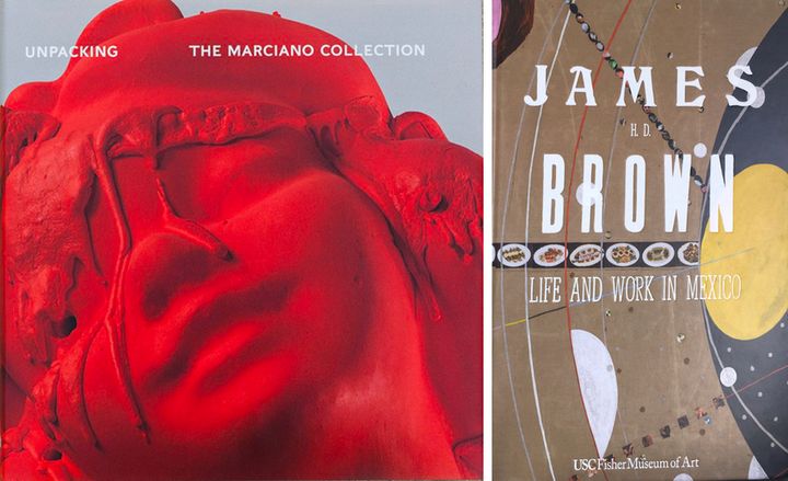 (L) Cover of Unpacking the Marciano Collection. Prestel Publishing. Image courtesy Marciano Art Foundation. (R) James hd Brown: Life and Work in Mexico catalog cover. Photograph by Edward Goldman.