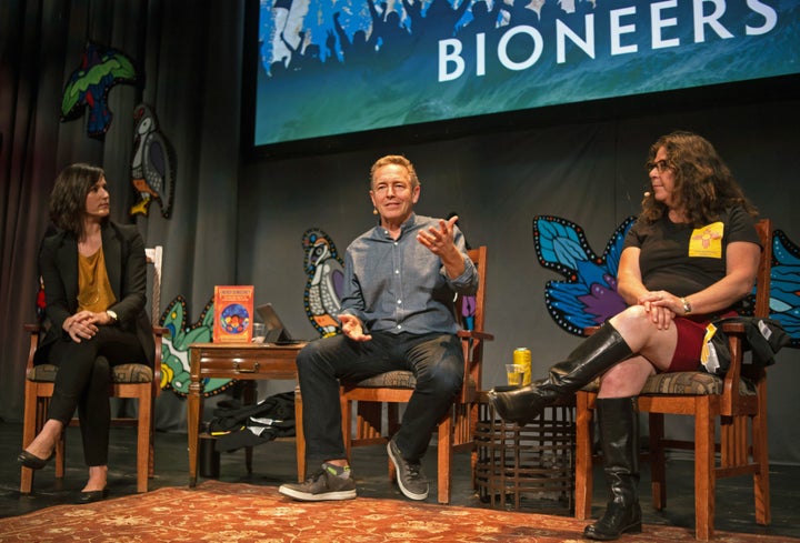 <em>Thomas Van Dyck (center) with moderator Sarah Shanley Hope (left), Executive Director of the Solutions Project, and Marie