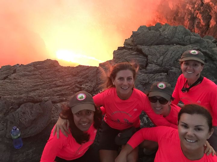 <p>Teammates on the rim of Erta Ale volcano</p>